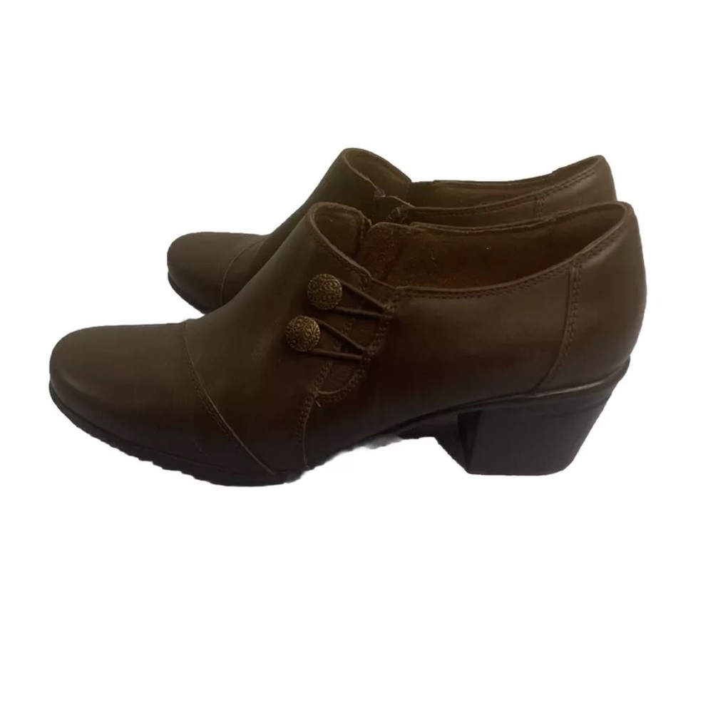 Clarks Emslie Warren Collection Womens Size 8.5 M Brown Leather 2" Heel Bootie